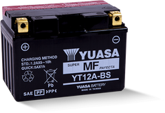 Yuasa YT12A-BS Maintenance Free AGM 12-Volt Battery w/Bottle