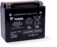 Yuasa YTX20-BS Maintenance Free AGM 12-Volt Battery w/Bottle