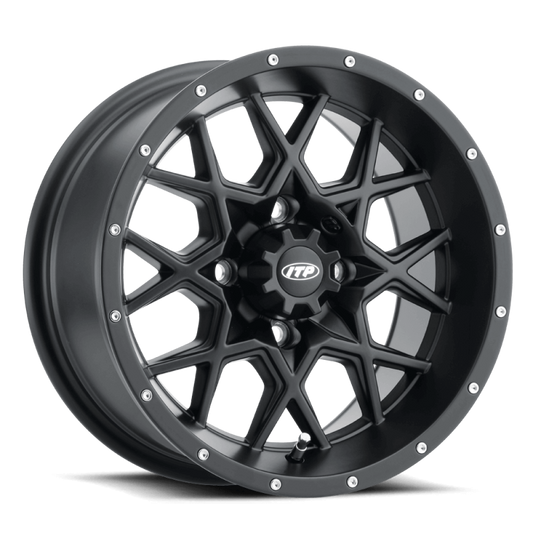 ITP Hurricane 12x7 / 4x110 BP / 5+2 Offset Matte Black Wheel