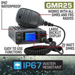 Rugged GMR25 Waterproof GMRS Mobile Radio kit