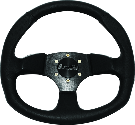 DragonFire Racing Steering Wheels - D-Shaped- Vinyl- Black- 0in offset