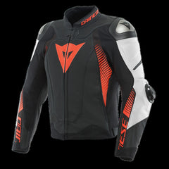 Dainese Super Speed 4 leather Jacket Perforated Matte Black/White/Fluorescent Red Size - 46