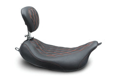 Mustang 08-21 Harley Wide Tripper FL Touring Pass Seat w/ Dr Backrest, Red Diamond Stitch - Black