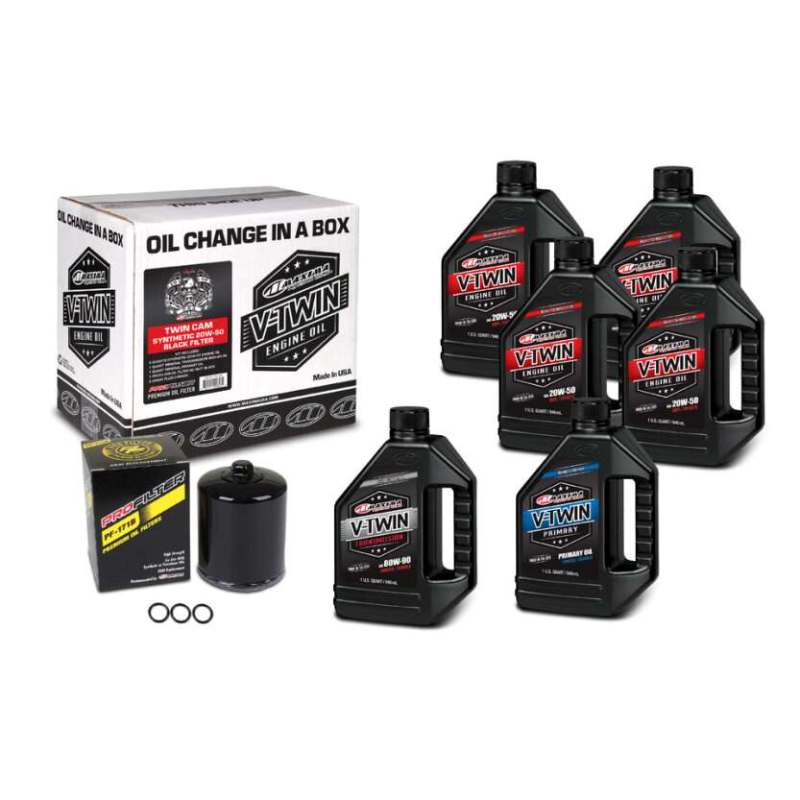 Maxima V-Twin Oil Change Kit Synthetic w/Black Filter Twin Cam