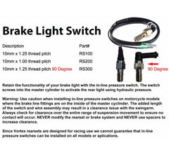Vortex Racing Rearsets Replacement Brake Light Press Switch M10 x 1.00