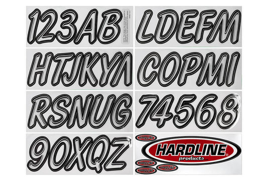 Hardline Boat Lettering Registration Kit 3 in. - 400 Silver/Black