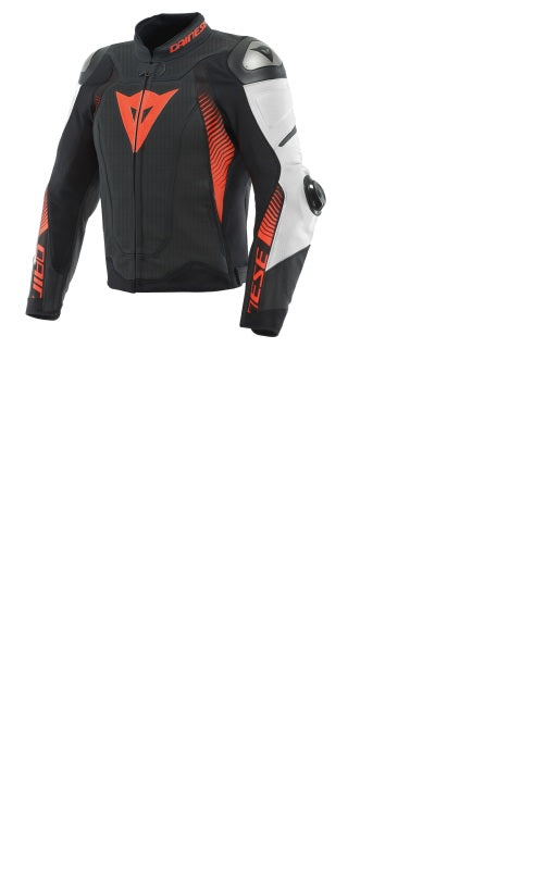 Dainese Super Speed 4 Leather Jacket Perforated Matte Black/White/Fluorescent Red Size - 44