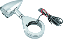 Bikers Choice Chrome Mini LED Turn Signals W/ 41 MM Clamp Universal Custom Pr